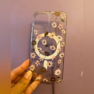 Kate Spade iPhone 13 Transparent MagSafe Phone Case with Floral Design and Gems